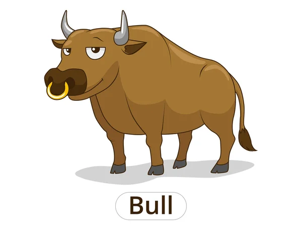 Bull мультфильм животных иллюстрации для детей — стоковый вектор