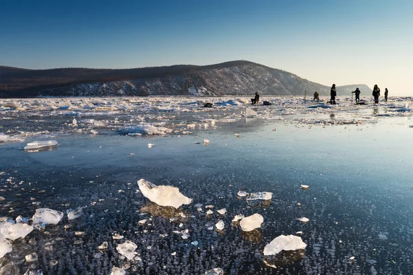 Ледостава в реке по имени Амур — стоковое фото