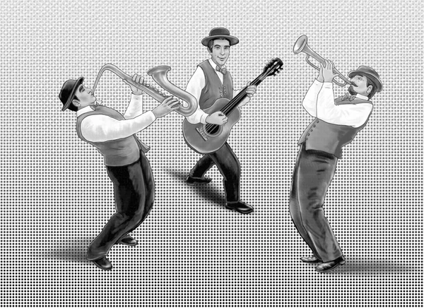 Jazz Musicians, Jazz band, Retro music — стоковое фото