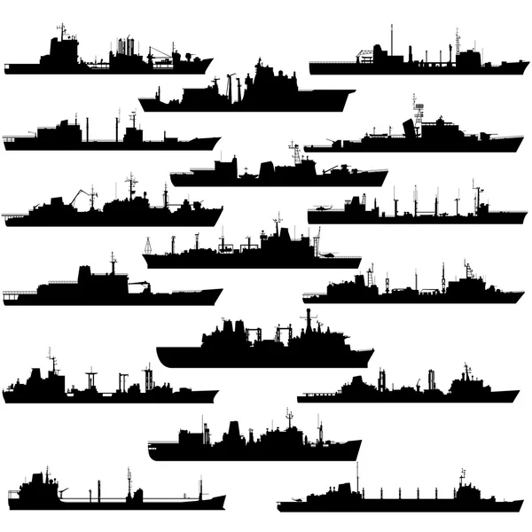Контуры корабли, ракетные катера — стоковый вектор