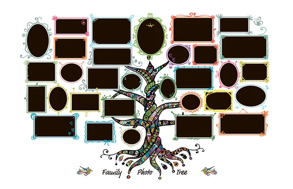Генеалогическое дерево шаблон с Фоторамки — стоковый вектор