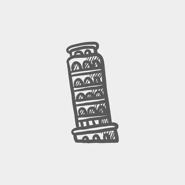 Падающая Пизанская башня эскиз значок — стоковый вектор