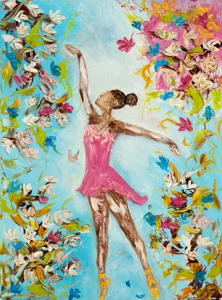 Балерина вокруг цветы — стоковое фото