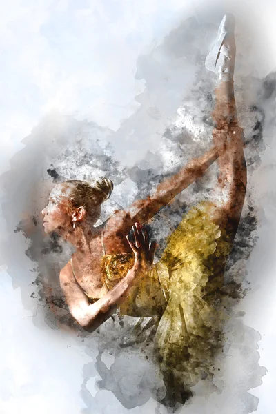 Прекрасная балерина. Цифровая живопись акварель Стоковое Фото
