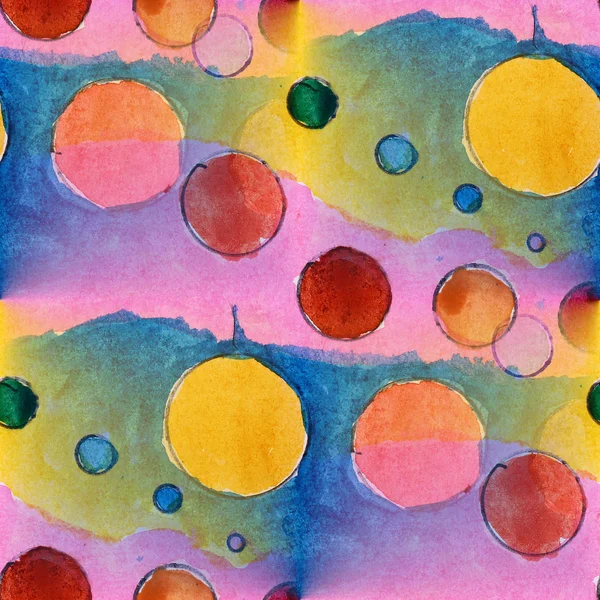 Кляксы красочные круги акварели бесшовный фон — стоковое фото