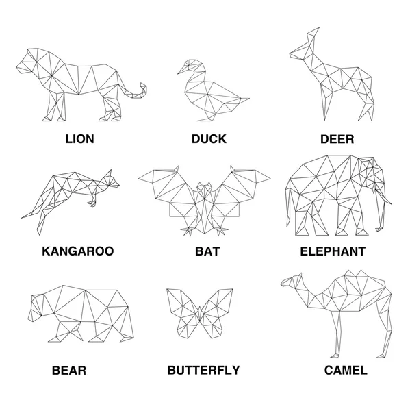 Геометрические животных силуэты. Набор полигонов Стоковая Иллюстрация