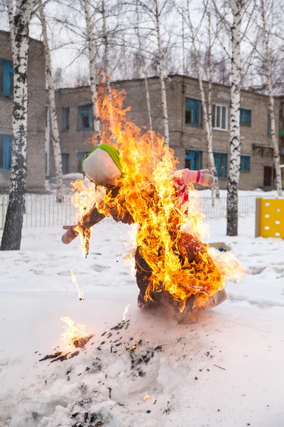 Сжигание чучело на Масленицу Стоковая Картинка