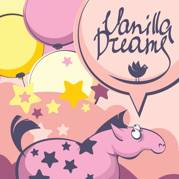 Мечты ванили о розовой лошади — стоковый вектор