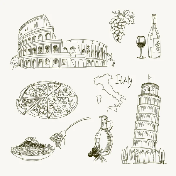Freehand рисунок Италия пункты — стоковый вектор