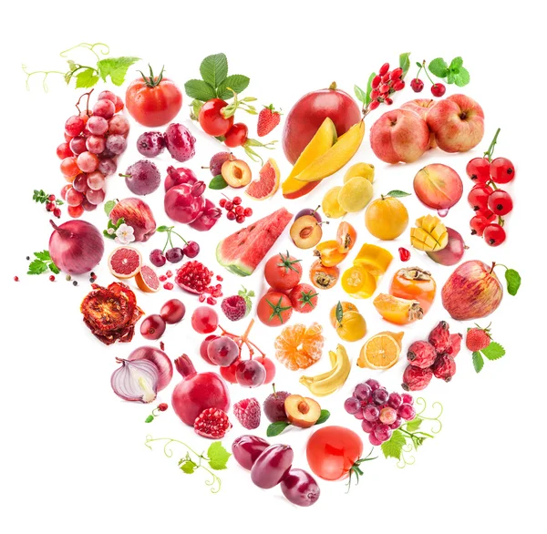 Красное сердце из фруктов и овощей Лицензионные Стоковые Фото