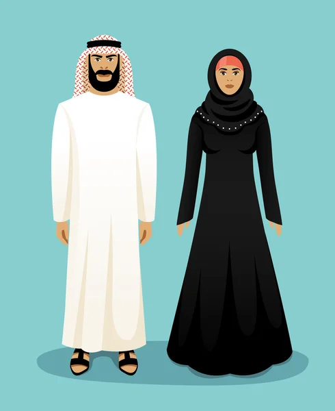 Традиционной арабской одежды. Мужчина и женщина — стоковый вектор