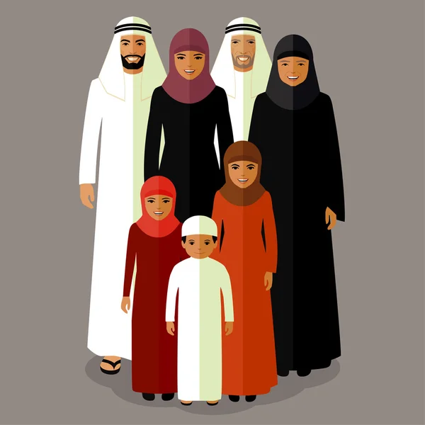 Арабская семья, мусульманский народ — стоковый вектор