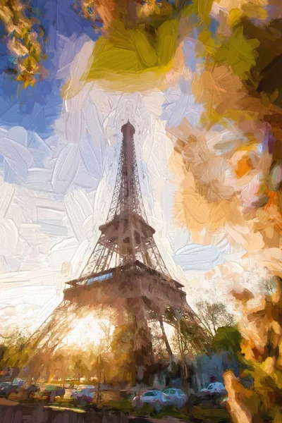 Эйфелева башня в стиле искусства в Париже, Франция Лицензионные Стоковые Изображения
