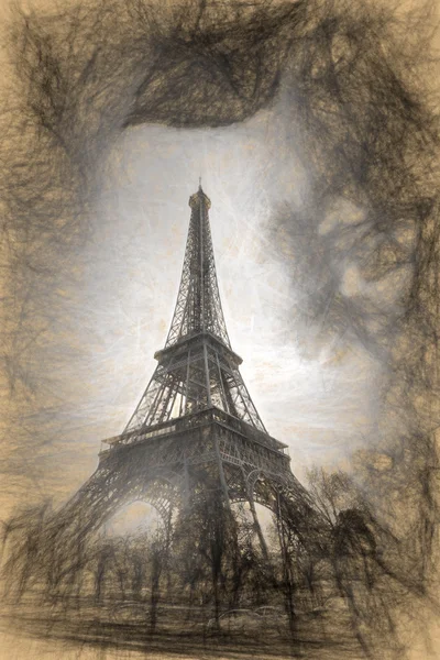 Эйфелева башня в стиле искусства в Париже, Франция Стоковое Изображение