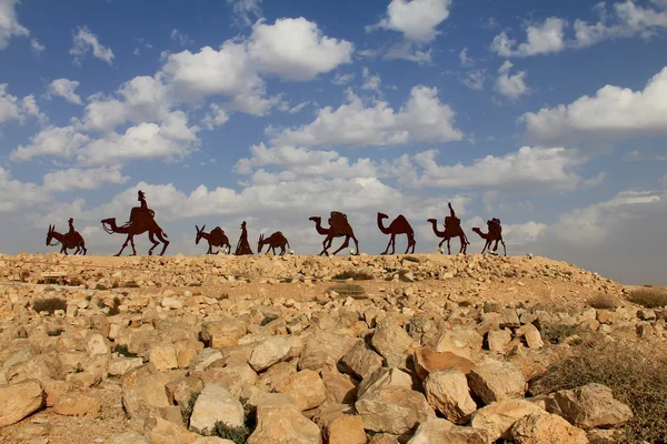Караван верблюдов в пустыне Негев, Национальный парк Авдат En Стоковое Фото
