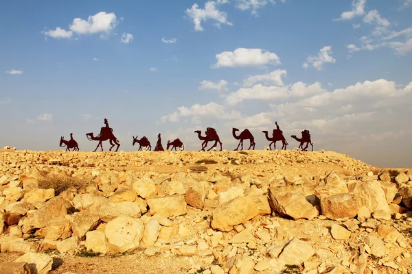 Караван верблюдов в пустыне Негев, Национальный парк Авдат En Лицензионные Стоковые Изображения