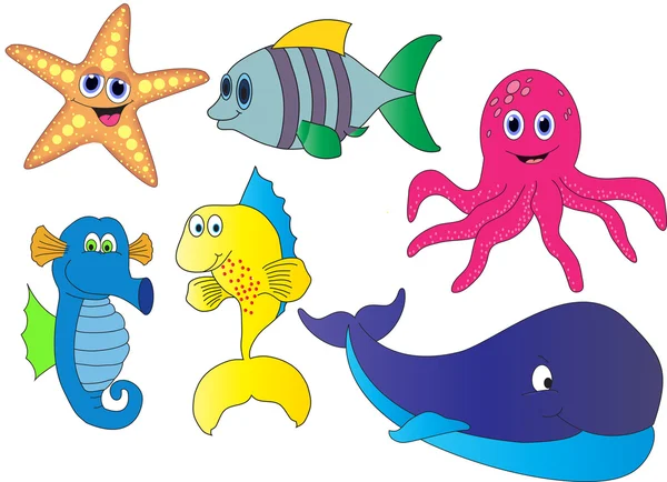 Некоторые мультфильмы морских существ Стоковое Фото