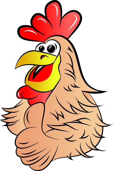 Мультфильм цыпленок в сильную и галантные улыбался пальцы Стоковое Фото