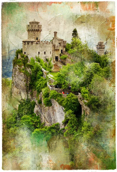 Замок Сан-Марино, артистической картины в стиле живописи — стоковое фото