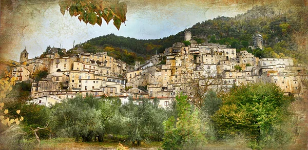 Старые итальянские деревни - pesche, артистическое ретро разработало картину Стоковая Картинка