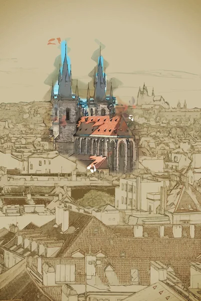 Городской пейзаж Праги — стоковый вектор