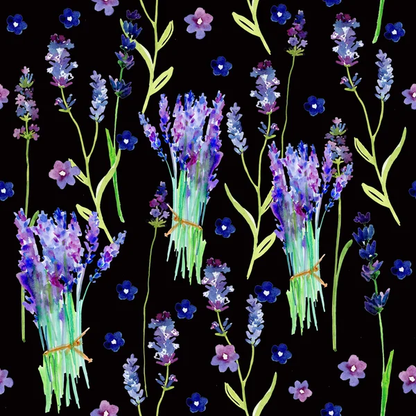 Фон с цветами акварель лаванды Стоковая Картинка