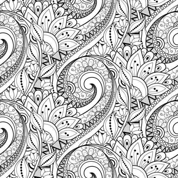Абстрактный бесшовный монохромный цветочный узор Лицензионные Стоковые Иллюстрации