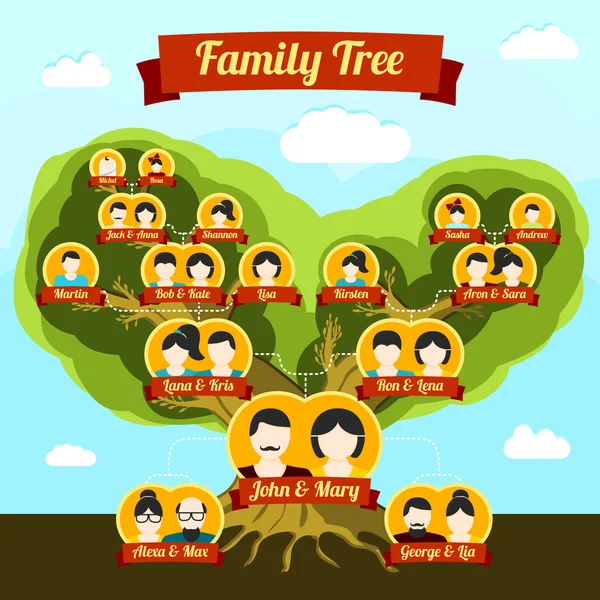 Семейное дерево с местами для ваших фотографий — стоковый вектор