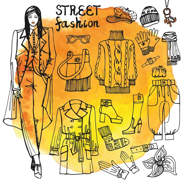 Девочка и уличной моды одежда набор — стоковое фото