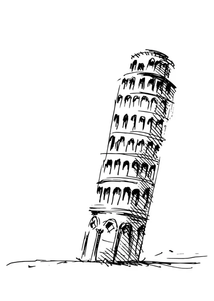 Рука эскиз Пизанская башня — стоковый вектор