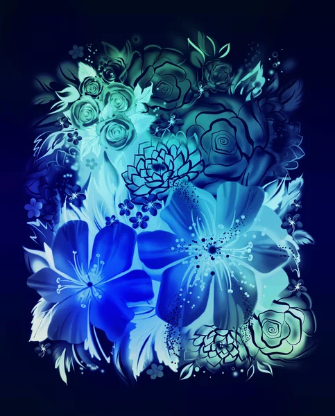 Текстура с синими цветочками Стоковое Фото