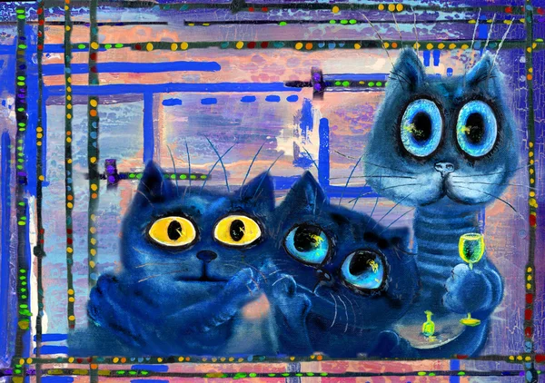 Три кошки, кто любит абсента — стоковое фото