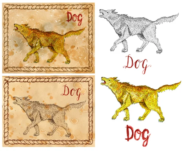 Китайский календарь зодиака символы собаки Лицензионные Стоковые Фото