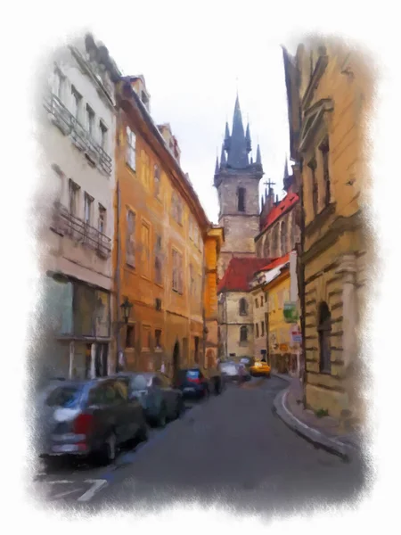 Прага, выполненные в стиле акварели — стоковое фото