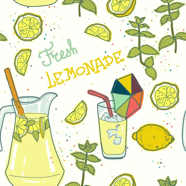 Бесшовный образец с лимонадом — стоковый вектор