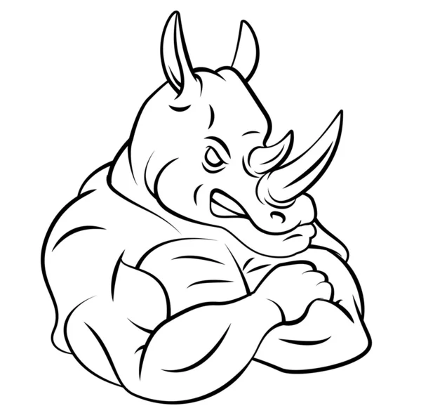 Носорог сильный талисман Стоковый Вектор