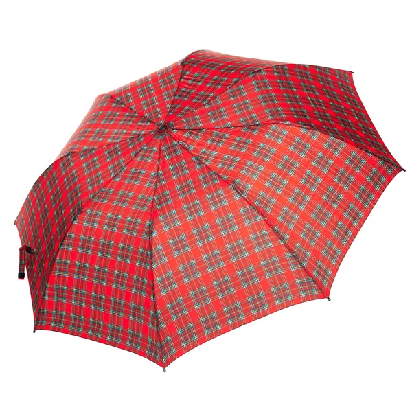 The checkered umbrella isolated against white background Стоковая Картинка
