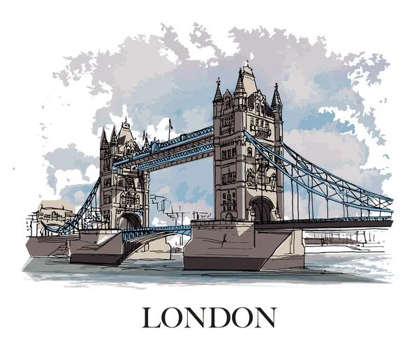 LONDON, UK - Tower Bridge, hand created sketch — стоковый вектор