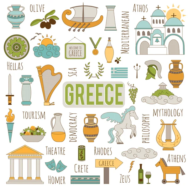 Греция набор элементов — стоковый вектор