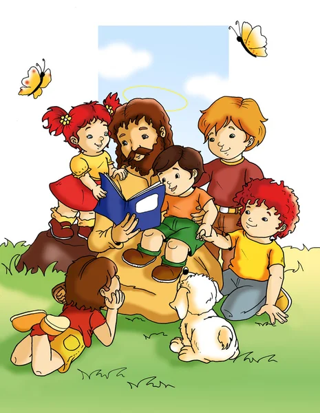 Иисус и дети — стоковое фото