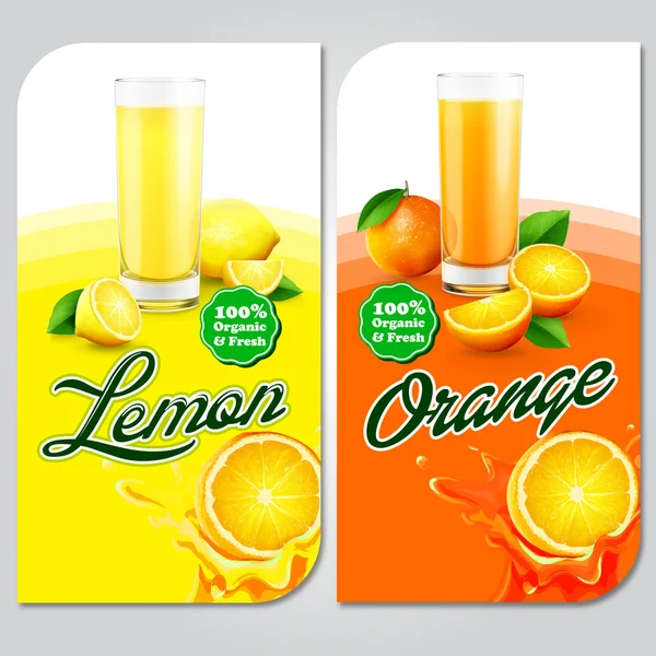 Свежий Лимон и оранжевый с соком — стоковый вектор