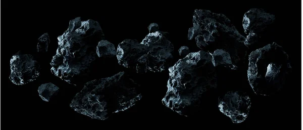 Темный рок астероида pack 3d рендеринга — стоковое фото