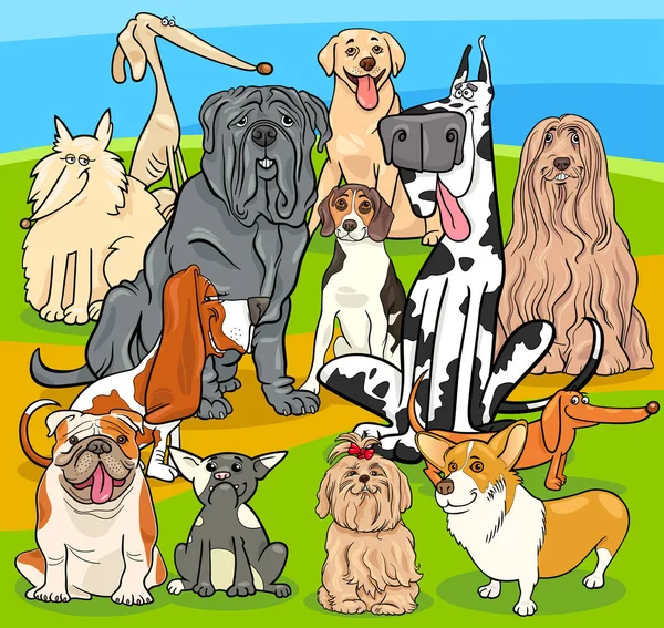 Чистокровный собаки Мультфильм символов группы — стоковый вектор