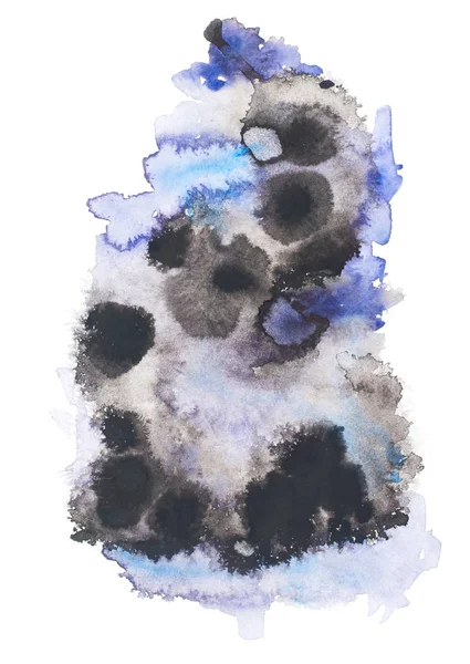 Абстрактной Живописи Черный Голубой Краской Пятна Белом Фоне — стоковое фото