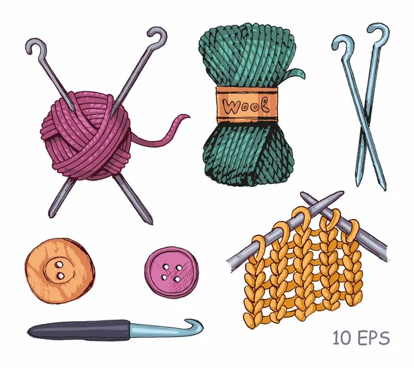 Инструменты и материалы для вязания. Векторный рисунок — стоковый вектор