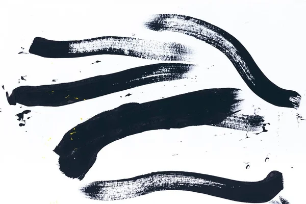 Абстрактной Живописи Черной Кистью Мазки Белом — стоковое фото