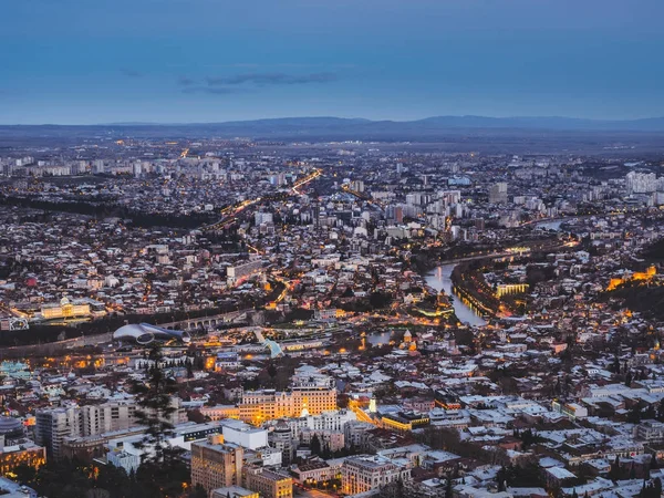 Аэрофотосъемка Города Грузии Небо Закате — стоковое фото