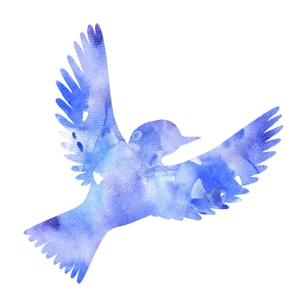 Акварель летающих птиц силуэт — стоковое фото