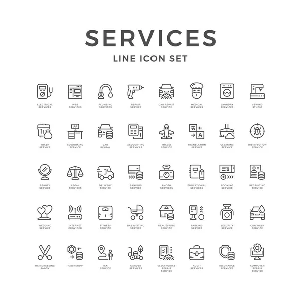 Установка линии иконки службы — стоковый вектор