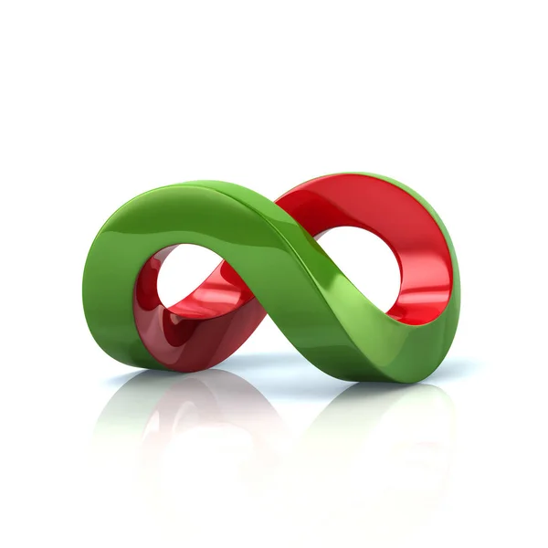 Символ бесконечности красный и зеленый — стоковое фото
